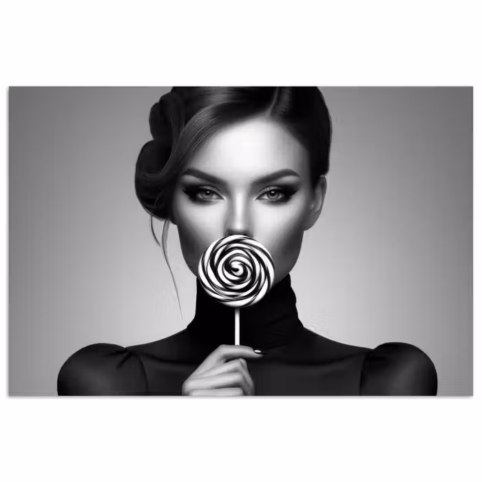 Poster - Frau - Lolly - Schwarz
