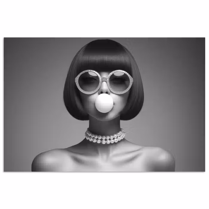 Poster - Frau - Schwarz und weiß - Halskette - Sonnenbrille