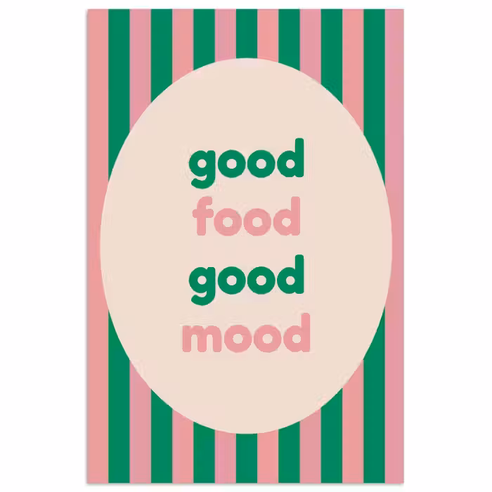 Poster - Gestreift - Zitat - Oval - Rosa
