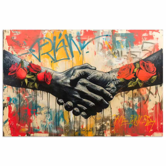 Poster - Graffiti - Rosen - Hände - Straßenkunst - Banksy