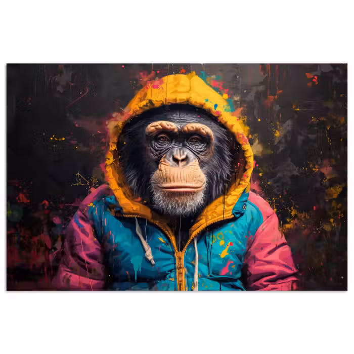 Poster - Graffiti - Schimpanse - Mantel - Affe - Farbe