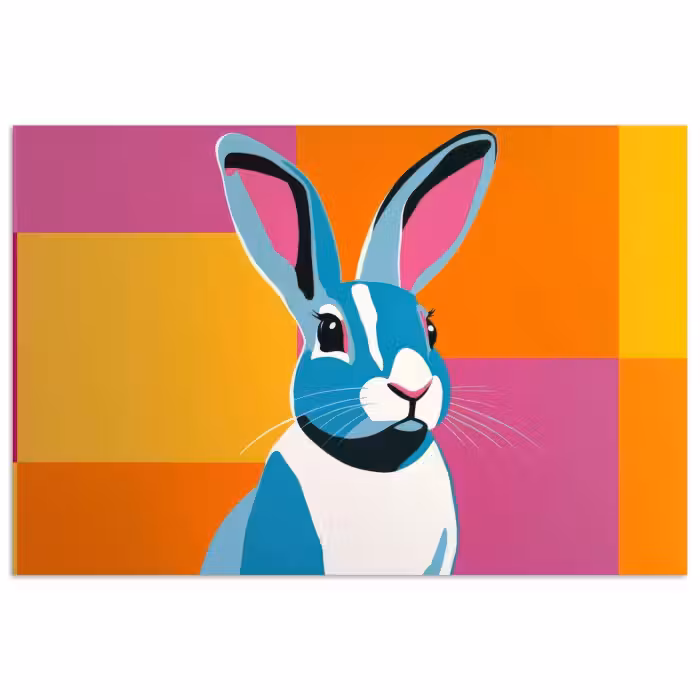 Poster - Hase - Farbtaschen - Ohren - Rosa