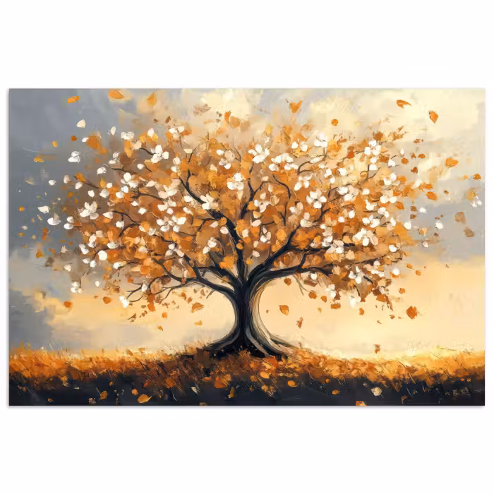 Poster - Herbst - Baum - Orange - Blätter - Baum des Lebens - Abstrakt