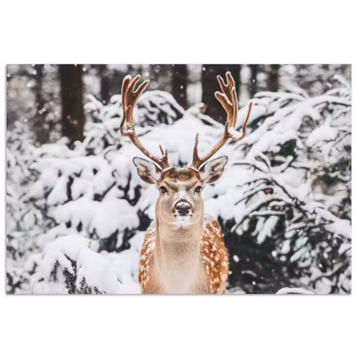 Poster - Hirsche - Schnee - Winter - Wald - Tiere