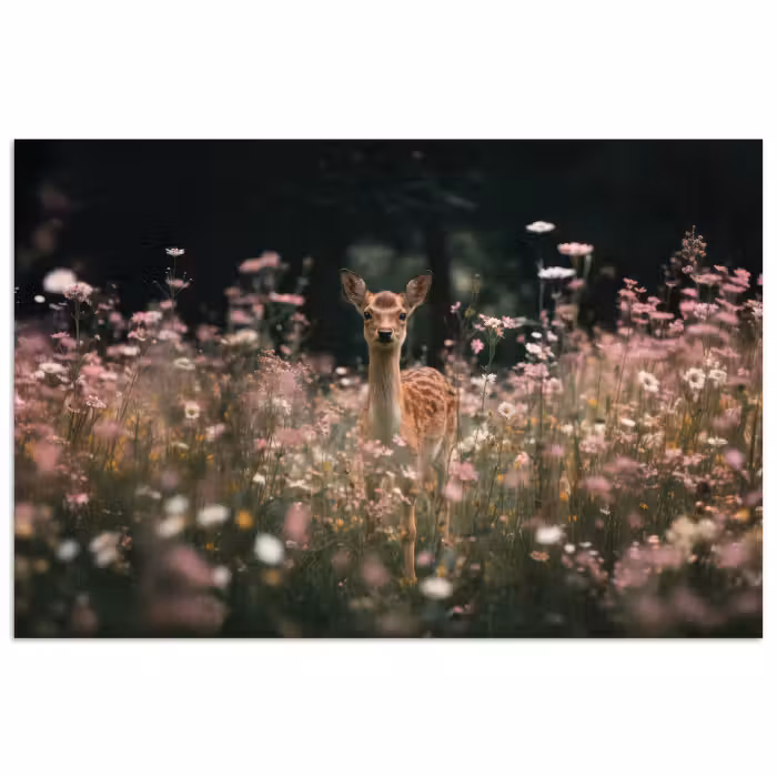 Poster - Hirsche - Wildblumen - Wald