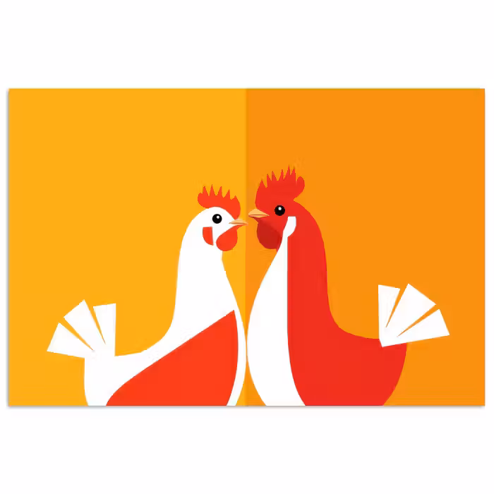 Poster - Hühner - Orange - Prärie
