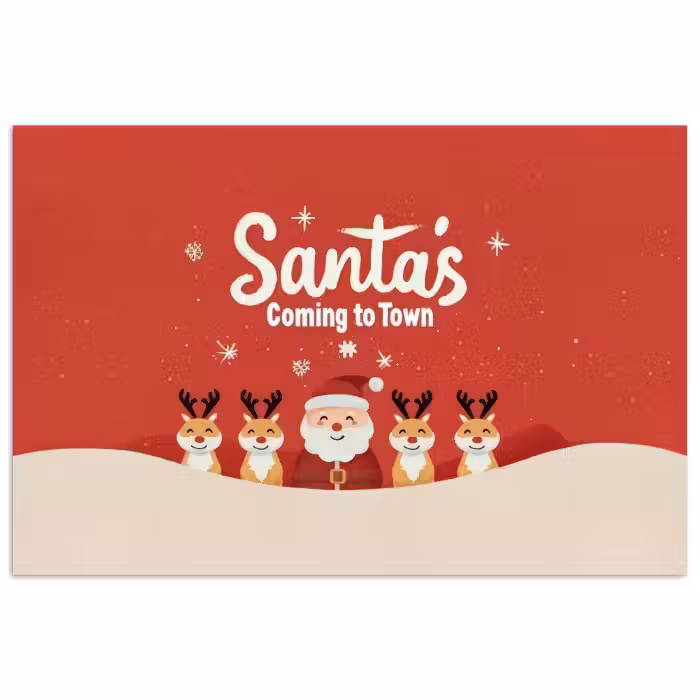 Poster - Illustration - Weihnachtsmann - Rentier - Rot