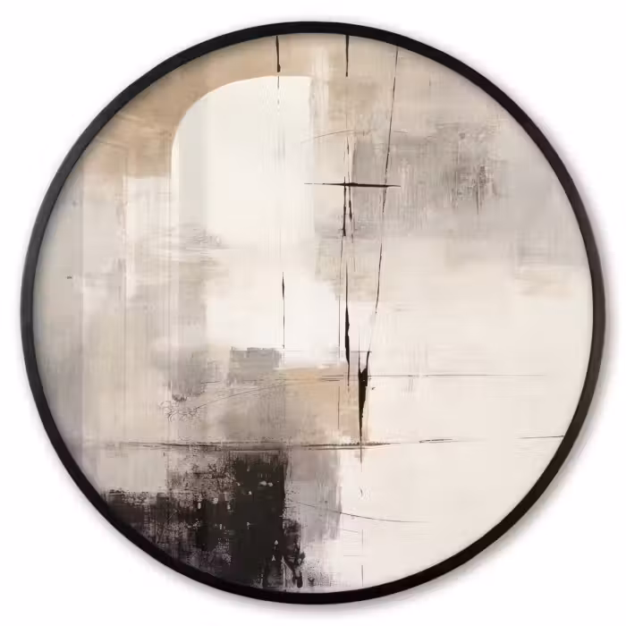 Poster im rahmen rund - Abstrakt - Kunst - Grau
