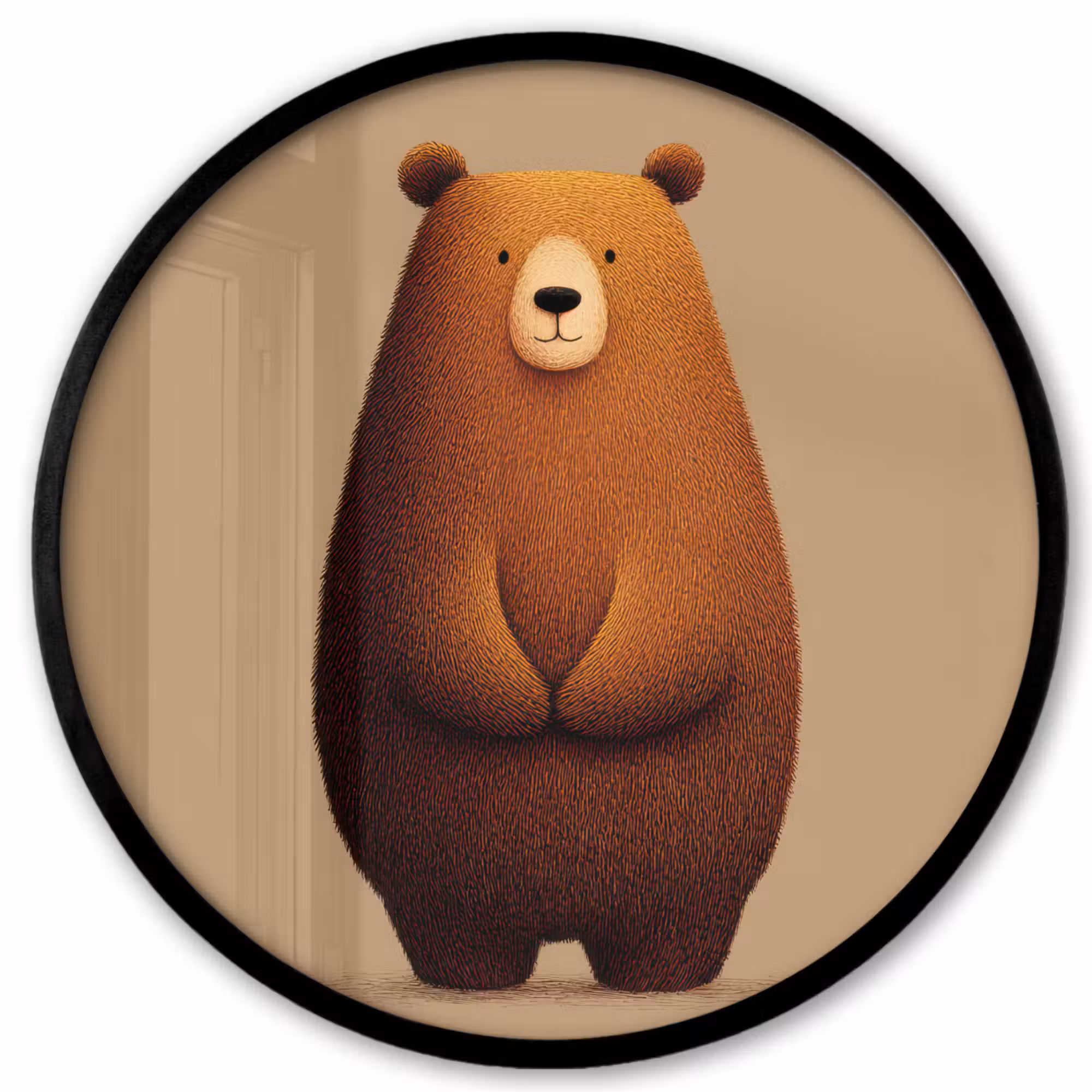 Poster im Rahmen Rund - Bär - Minimalistisch - Braun