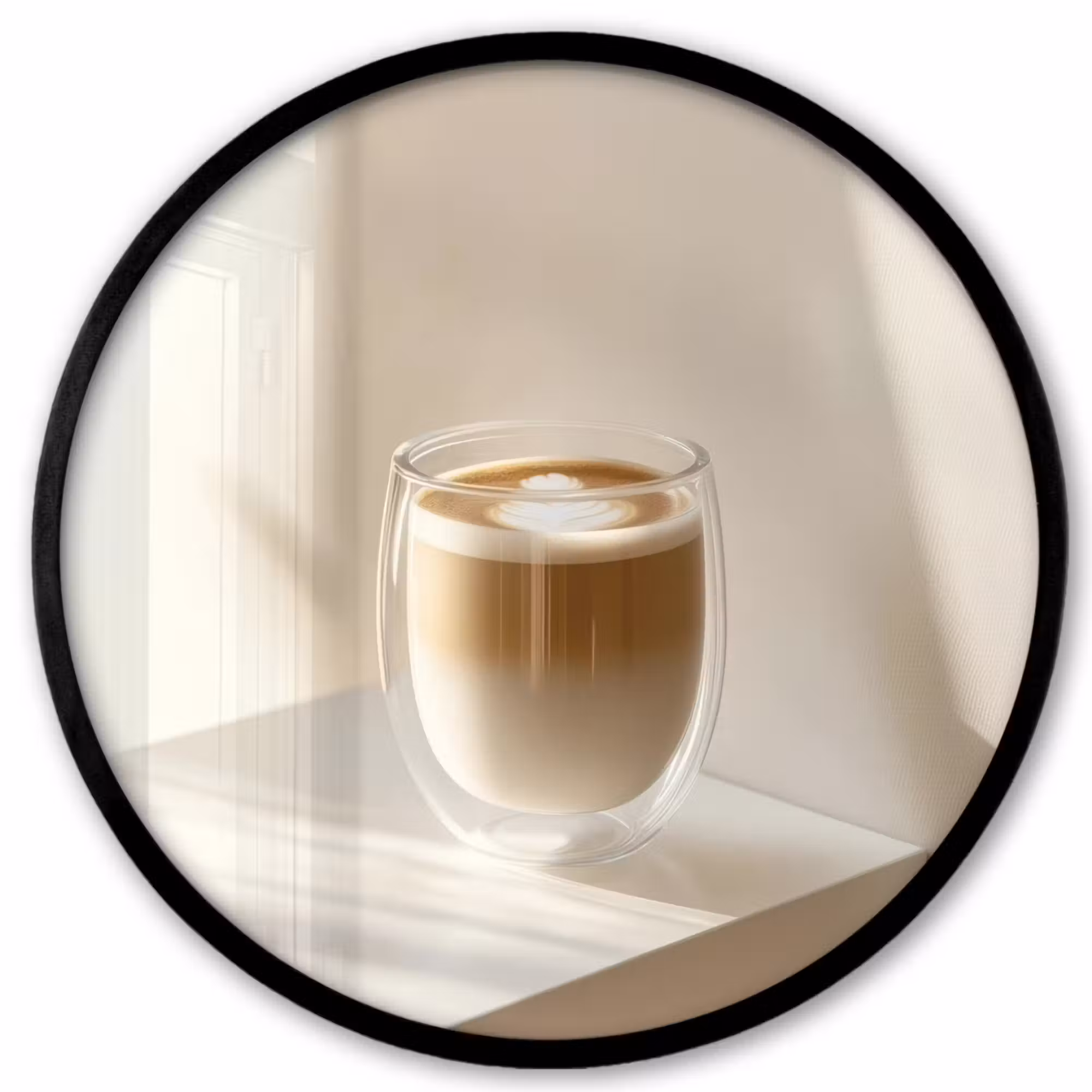 Poster im rahmen rund - Becher - Latte - Minimalistisch - Schatten