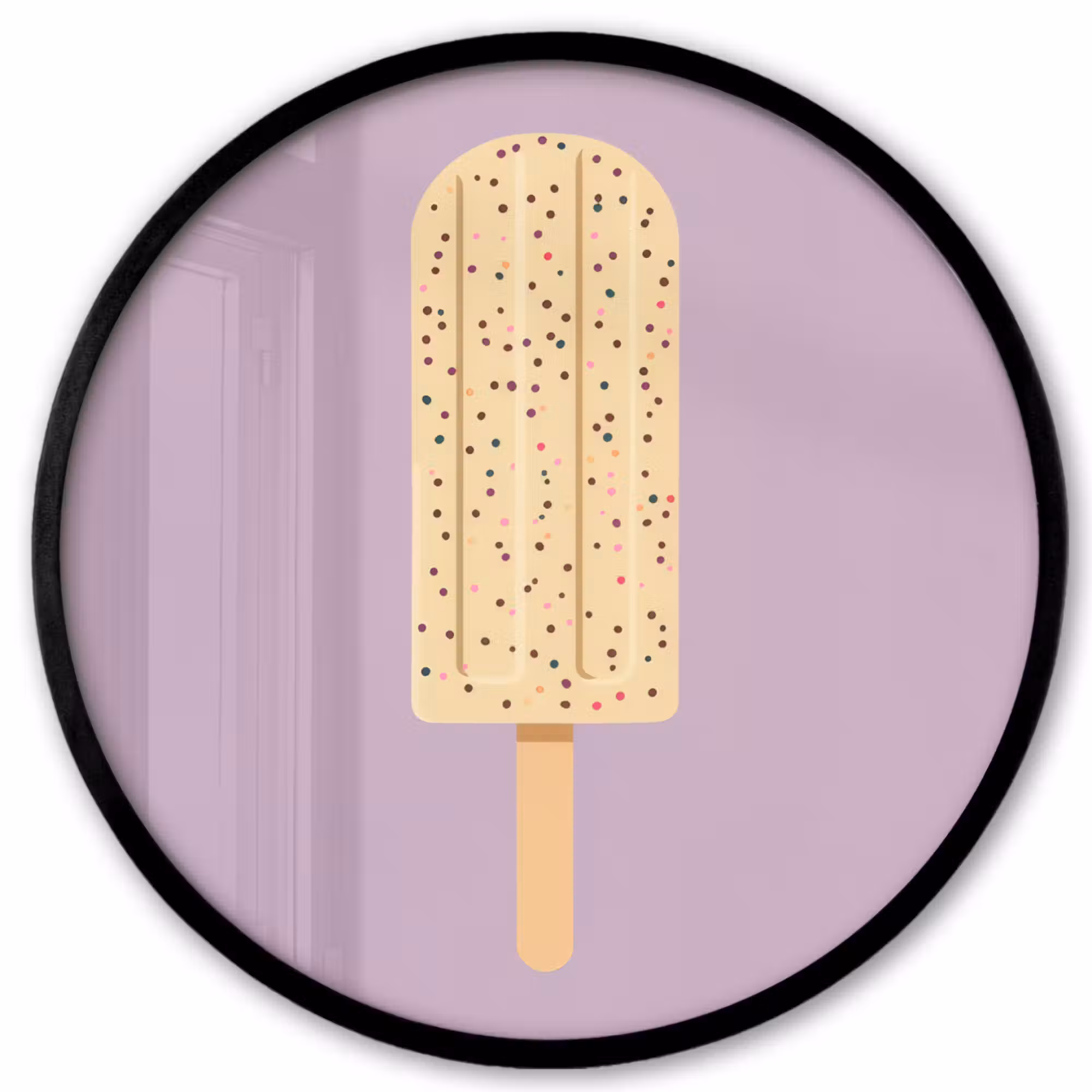 Poster im Rahmen Rund - Beige - Eiscreme - Sprenkeln