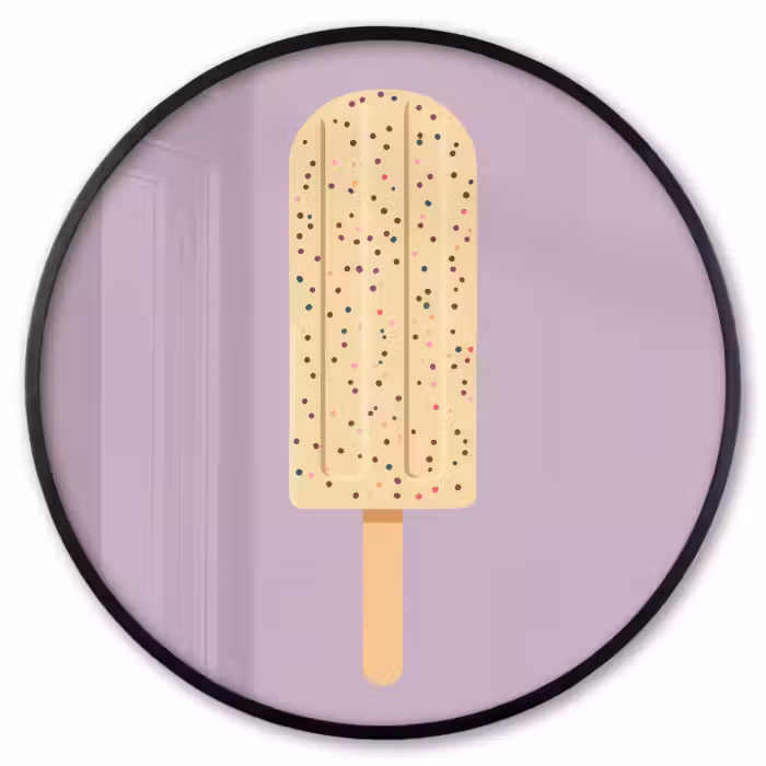 Poster im Rahmen Rund - Beige - Eiscreme - Sprenkeln