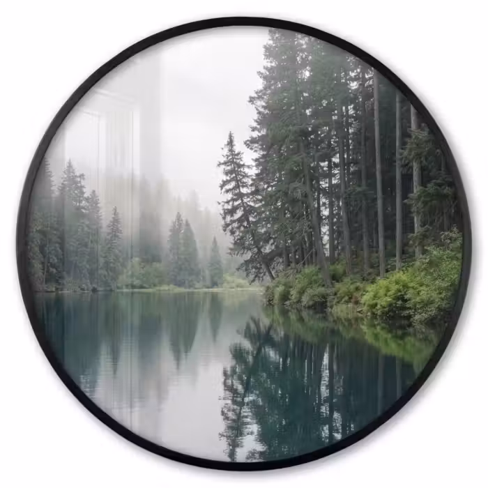 Poster im Rahmen Rund - Berge - See - Wald
