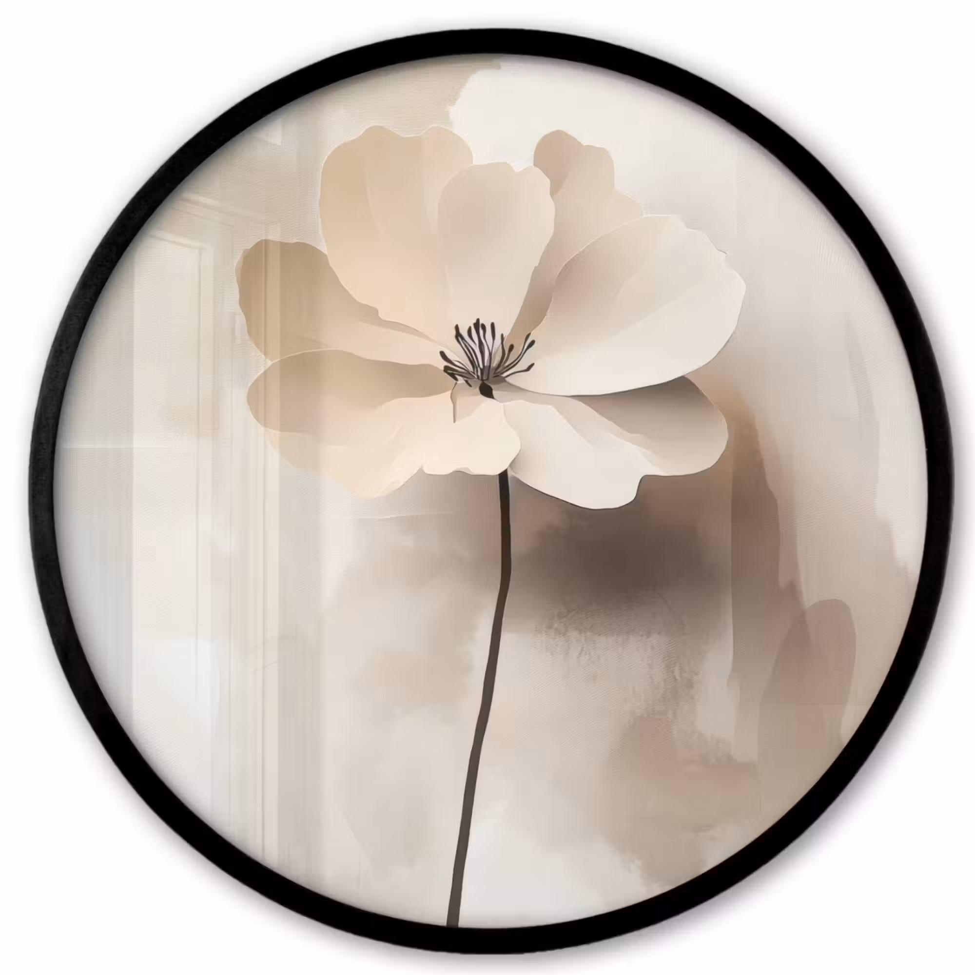 Poster im Rahmen Rund - Blume - Beige - Farbe - Schatten