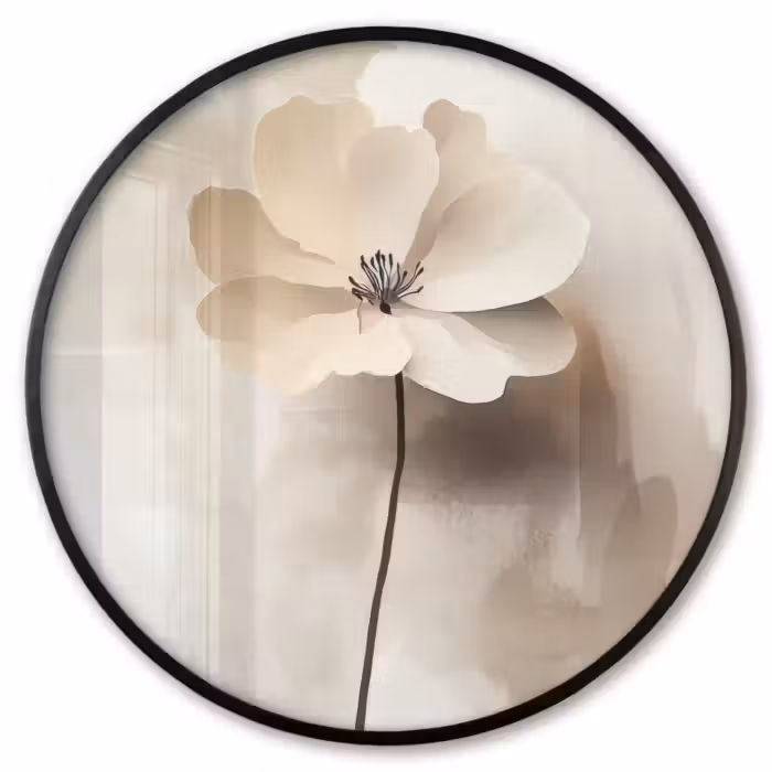 Poster im Rahmen Rund - Blume - Beige - Farbe - Schatten