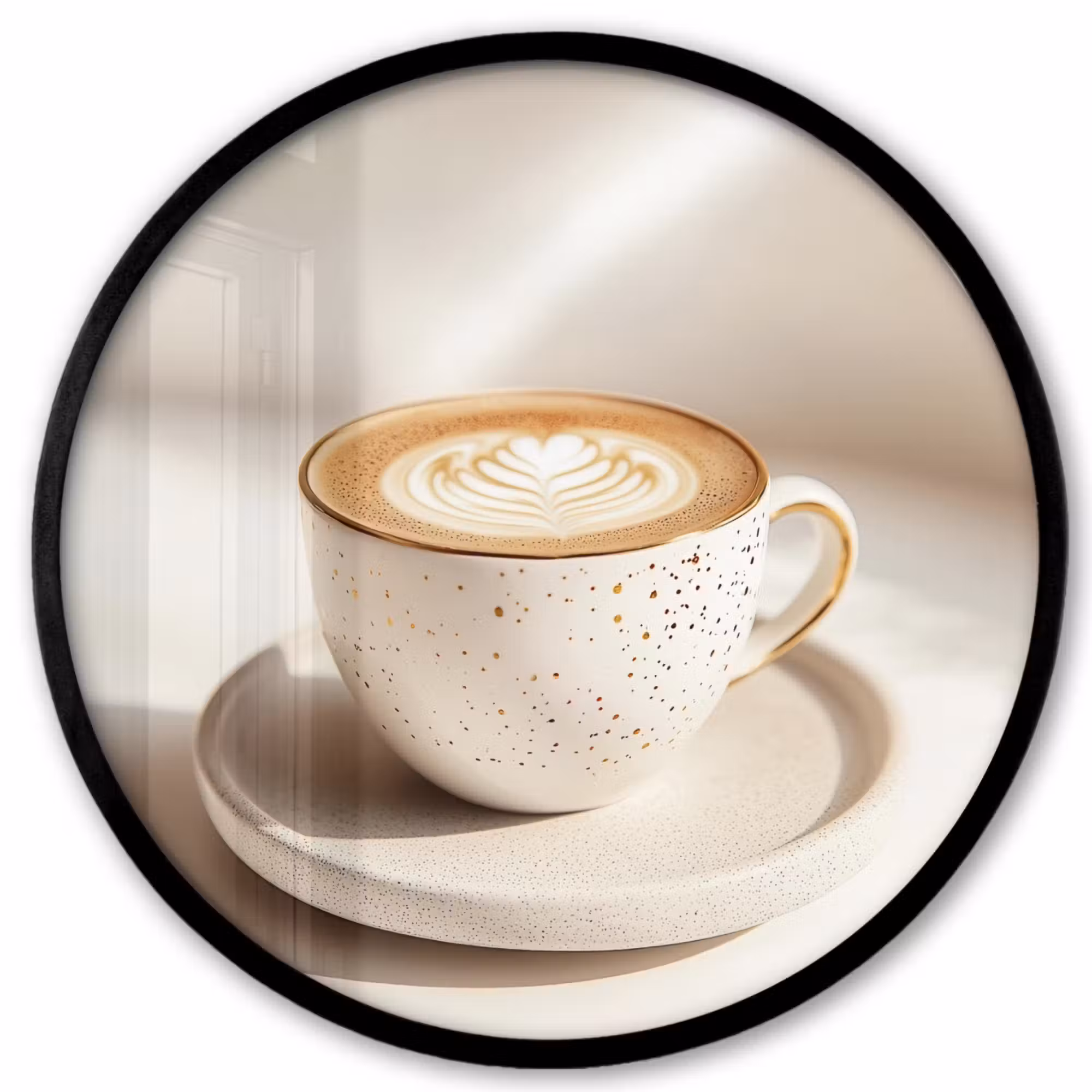 Poster im rahmen rund - Cappuccino - Schaumstoff - Schale - Beige