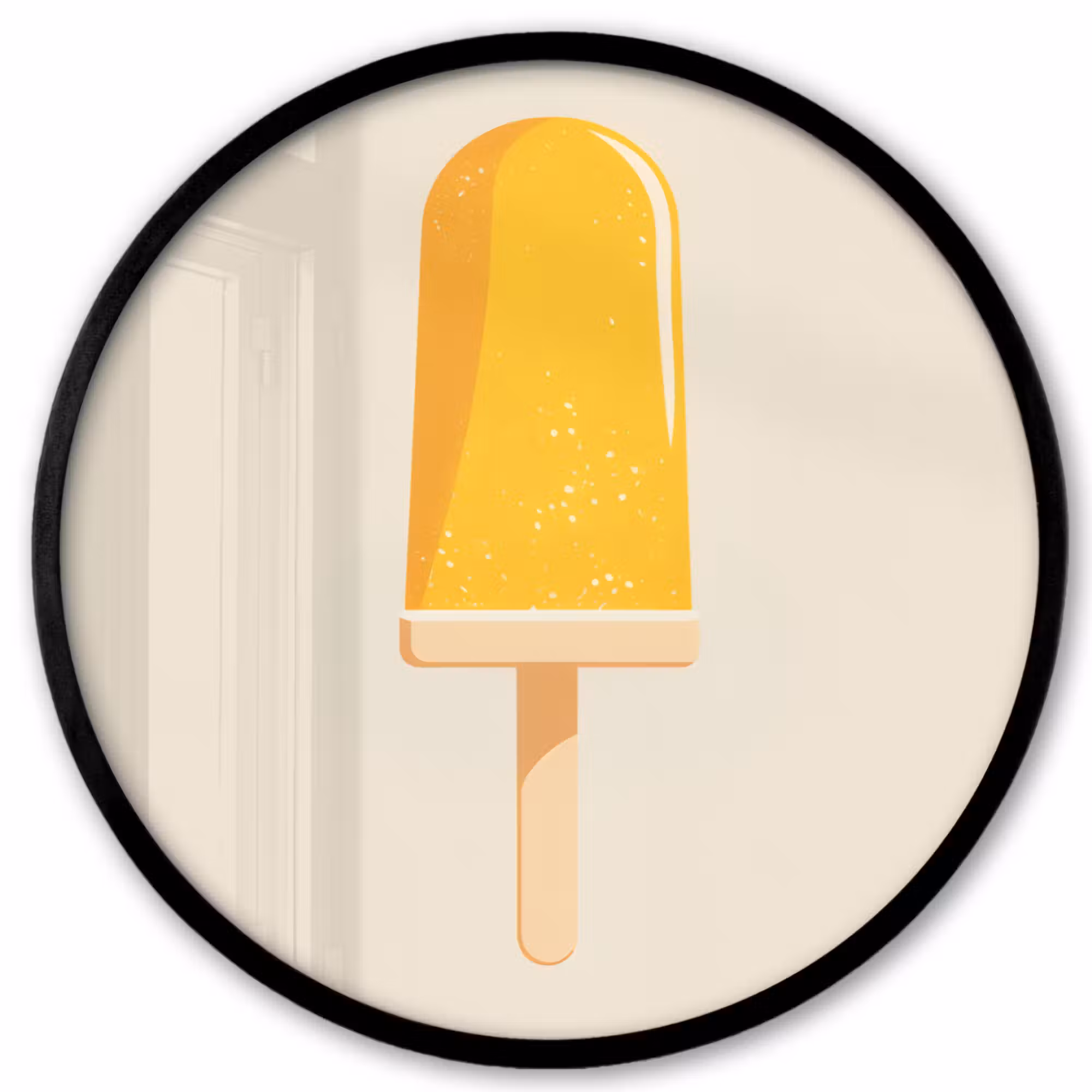 Poster im Rahmen Rund - Eis am Stiel - Orange - Wasser
