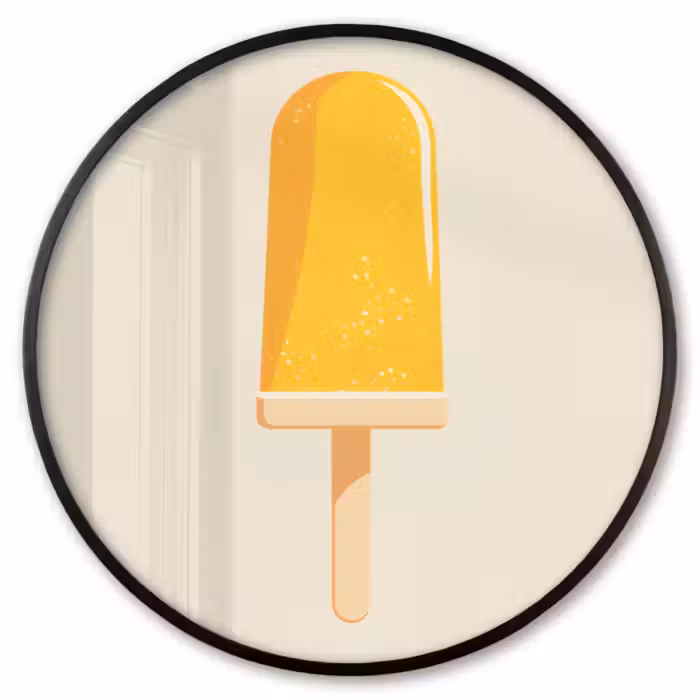 Poster im Rahmen Rund - Eis am Stiel - Orange - Wasser