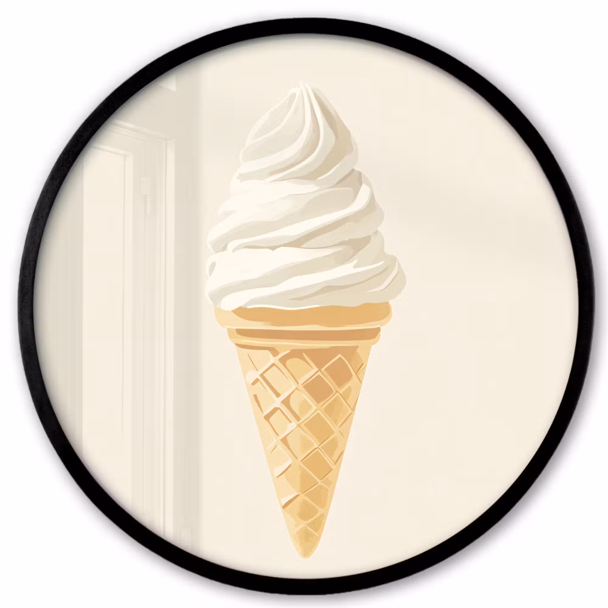 Poster im rahmen rund - Eiswaffel - Weiß