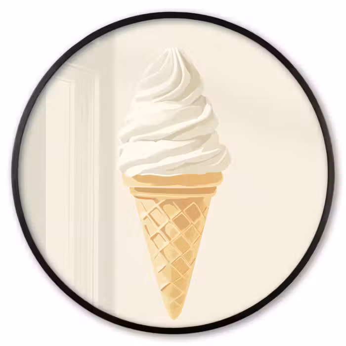 Poster im rahmen rund - Eiswaffel - Weiß