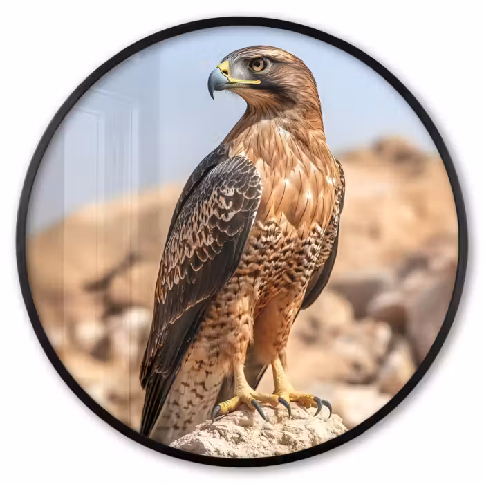 Poster im Rahmen Rund - Falke - Vogel - Fels - Macht