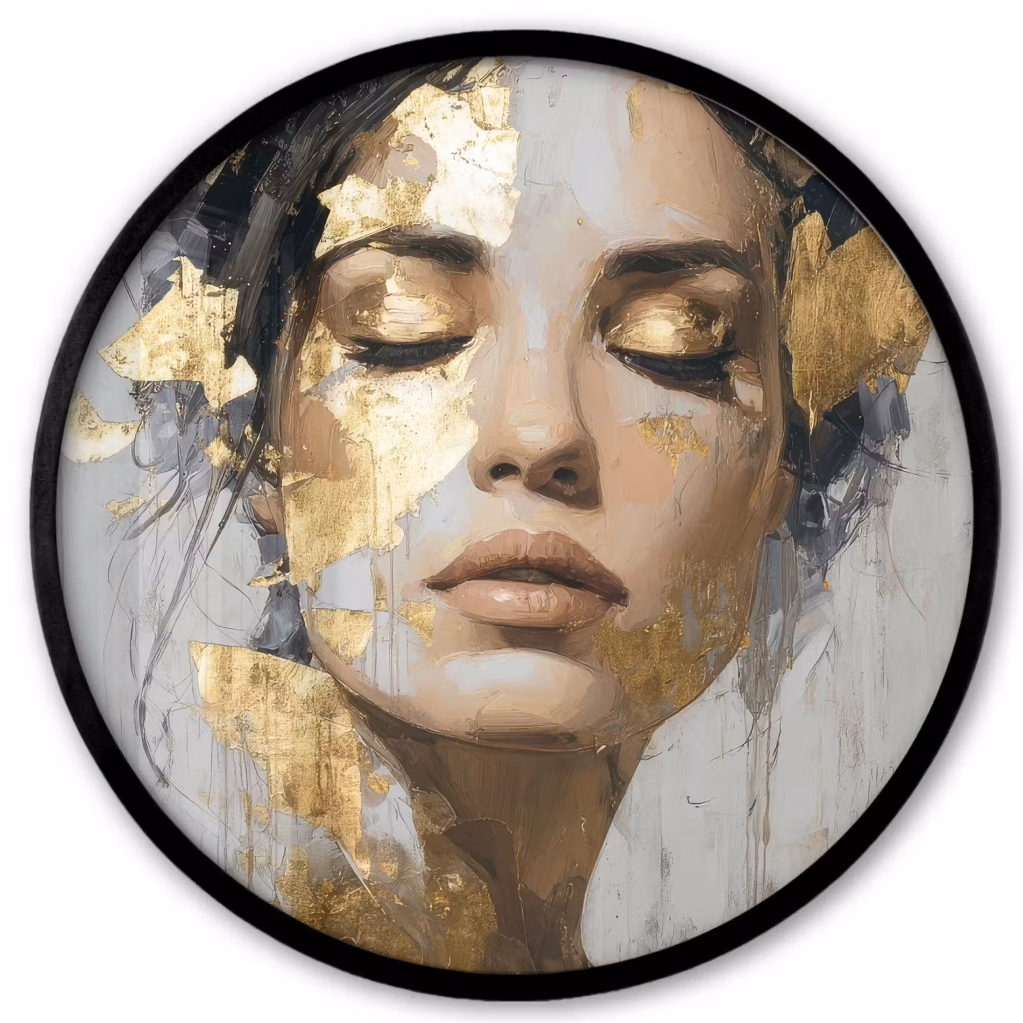 Poster im Rahmen Rund - Geschmückt - Frau - Gold - Augen