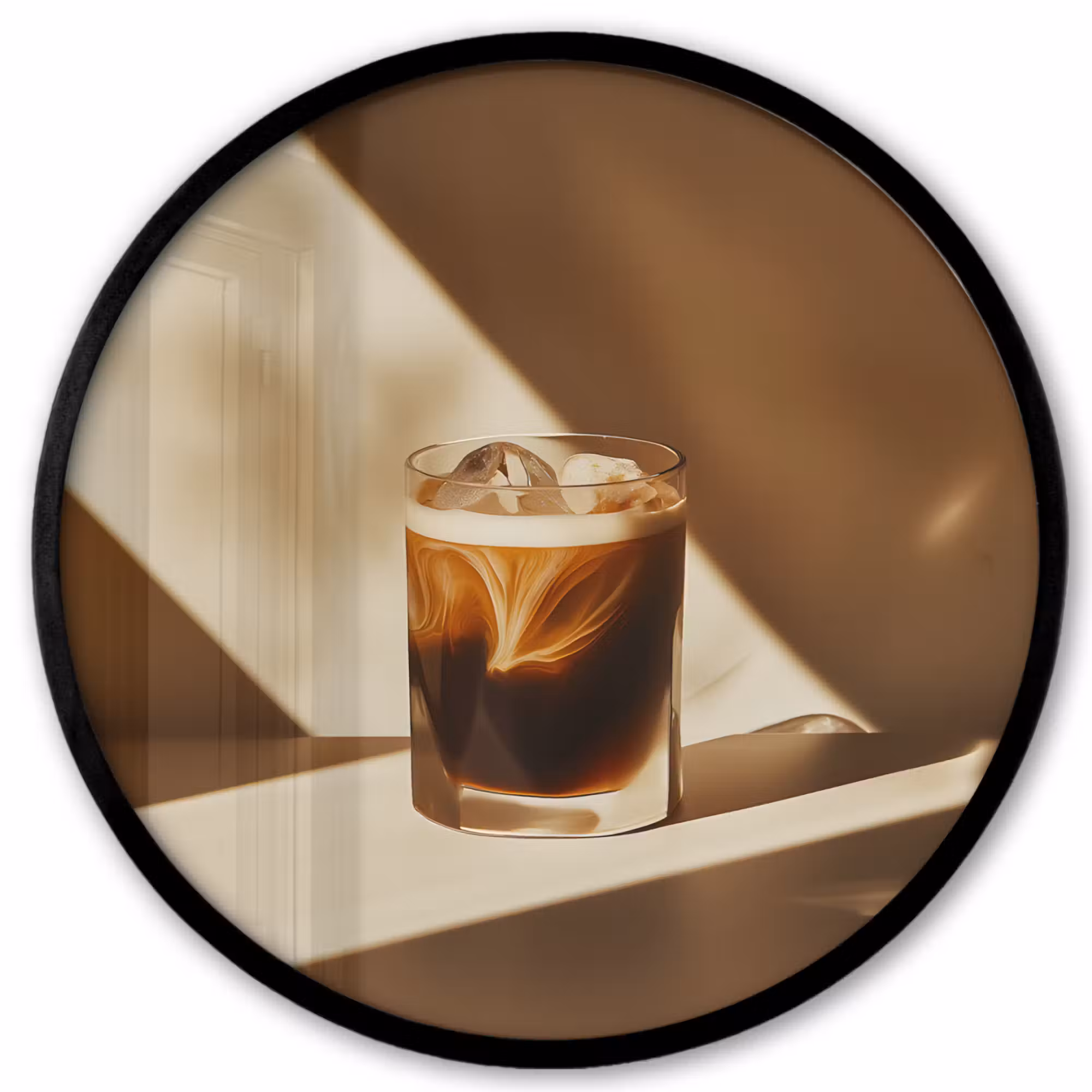 Poster im rahmen rund - Glas - Eiskaffee - Schatten - Braun