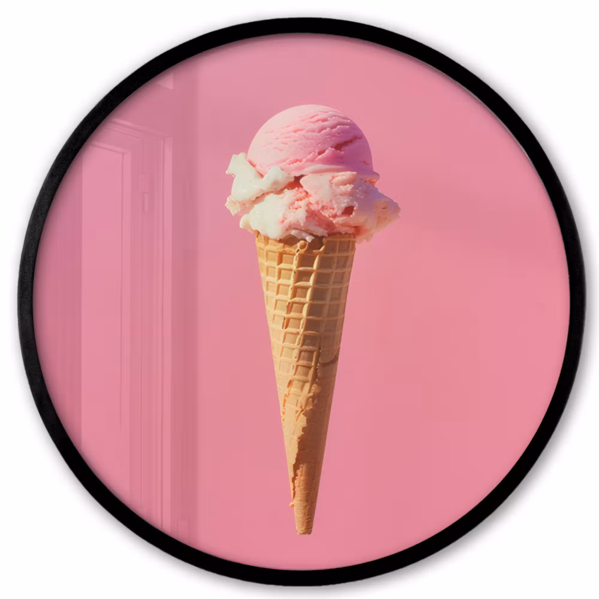 Poster im rahmen rund - Horn - Schaufel Eiscreme - Rosa