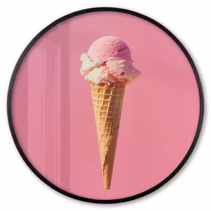 Poster im rahmen rund - Horn - Schaufel Eiscreme - Rosa