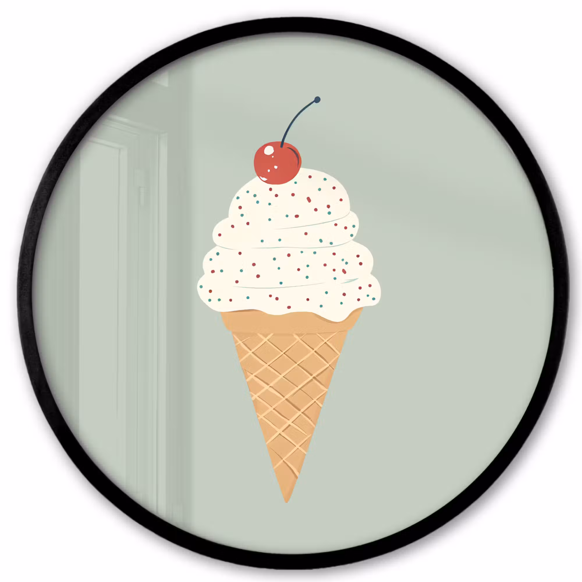 Poster im rahmen rund - Illustration - Eiscreme - Sprenkeln - Kirsche