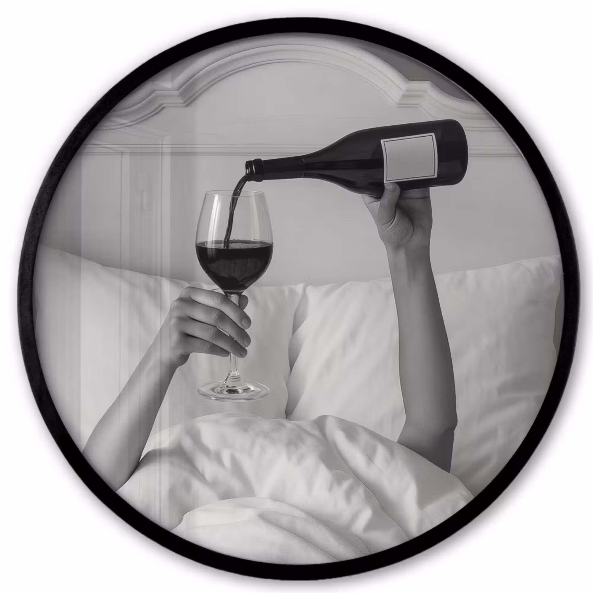 Poster im Rahmen Rund - Laken - Arme - Wein - Glas