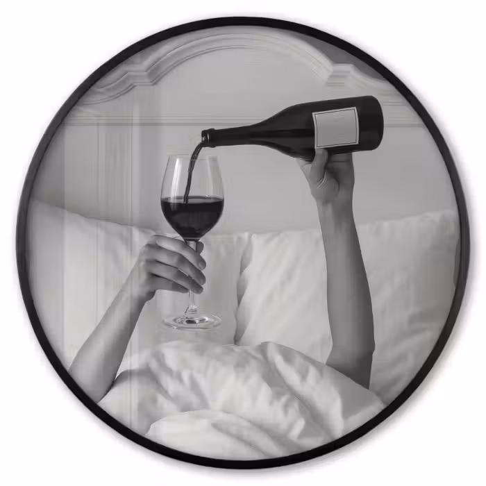 Poster im Rahmen Rund - Laken - Arme - Wein - Glas