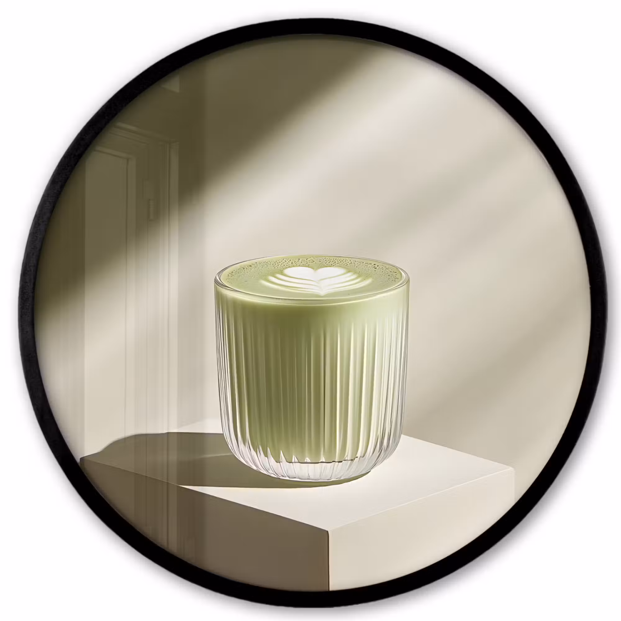 Poster im rahmen rund - Matcha - Glas - Grün - Minimalistisch