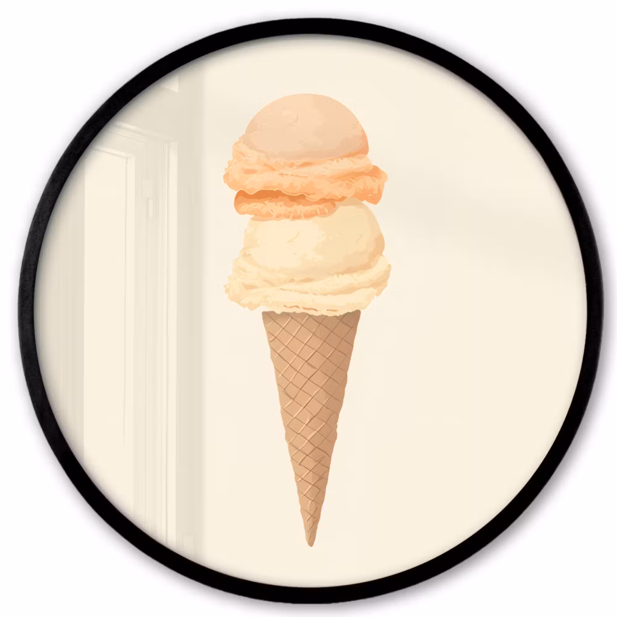 Poster im rahmen rund - Minimalist - Schaufel Eiscreme - Horn - Beige