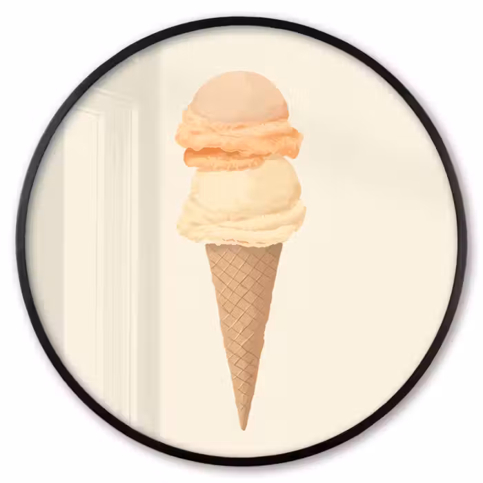 Poster im rahmen rund - Minimalist - Schaufel Eiscreme - Horn - Beige