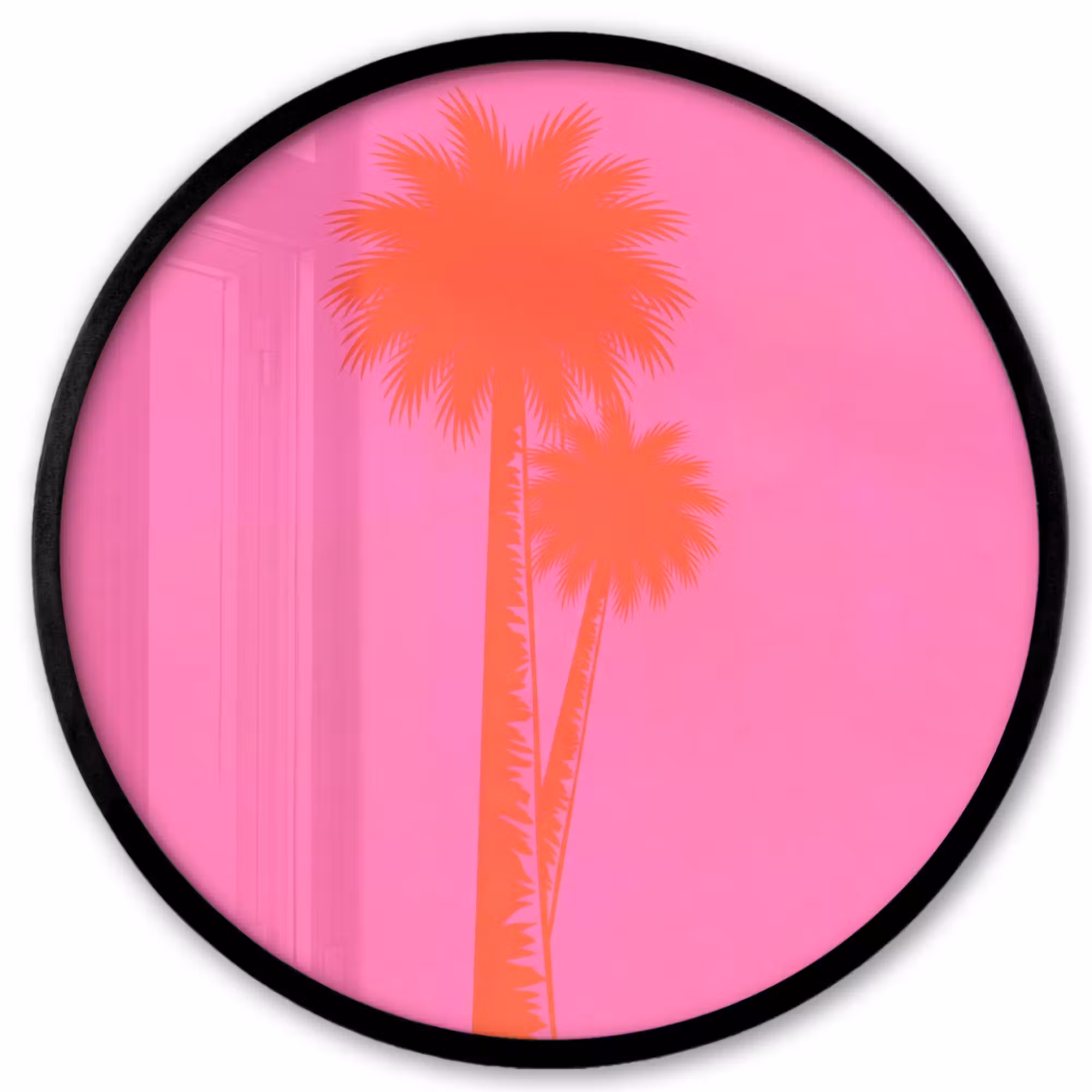 Poster im Rahmen Rund - Palmen - Modern - Rosa