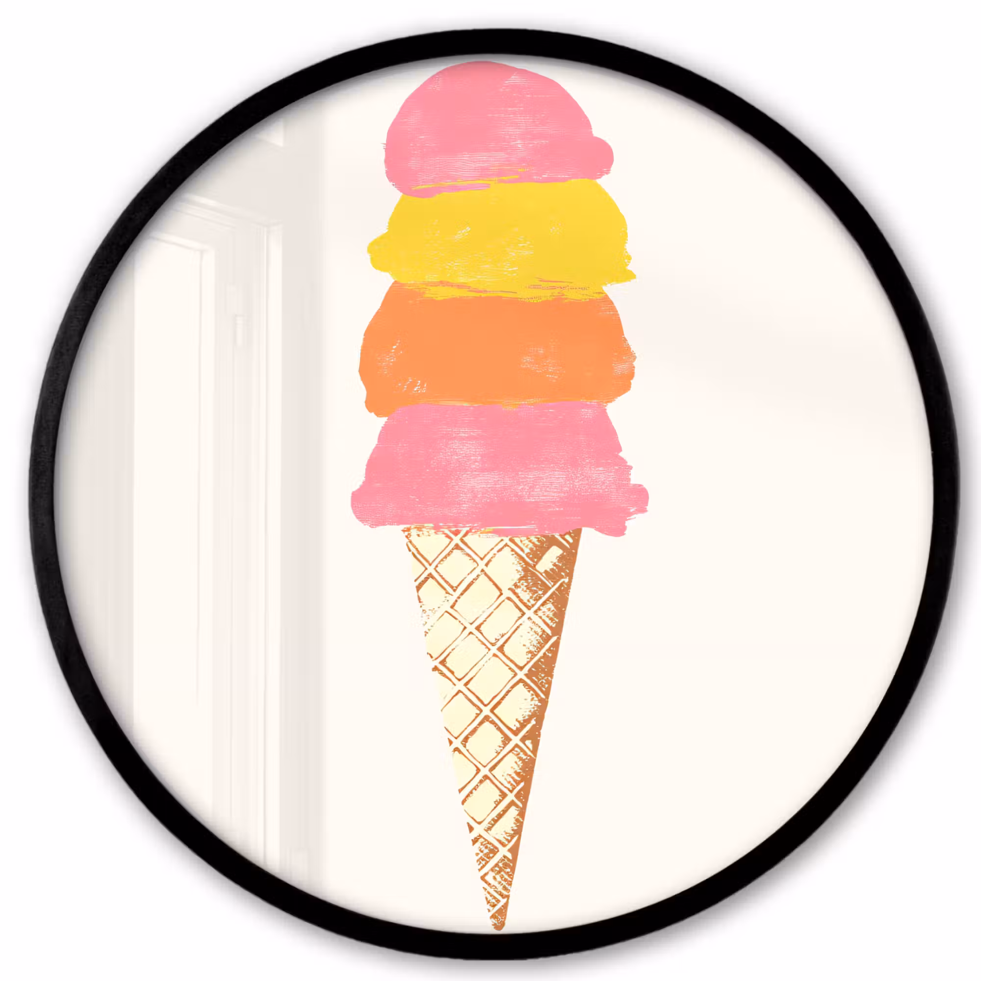 Poster im rahmen rund - Schaufel Eiscreme - Hörner - Illustration - Minimalistisch