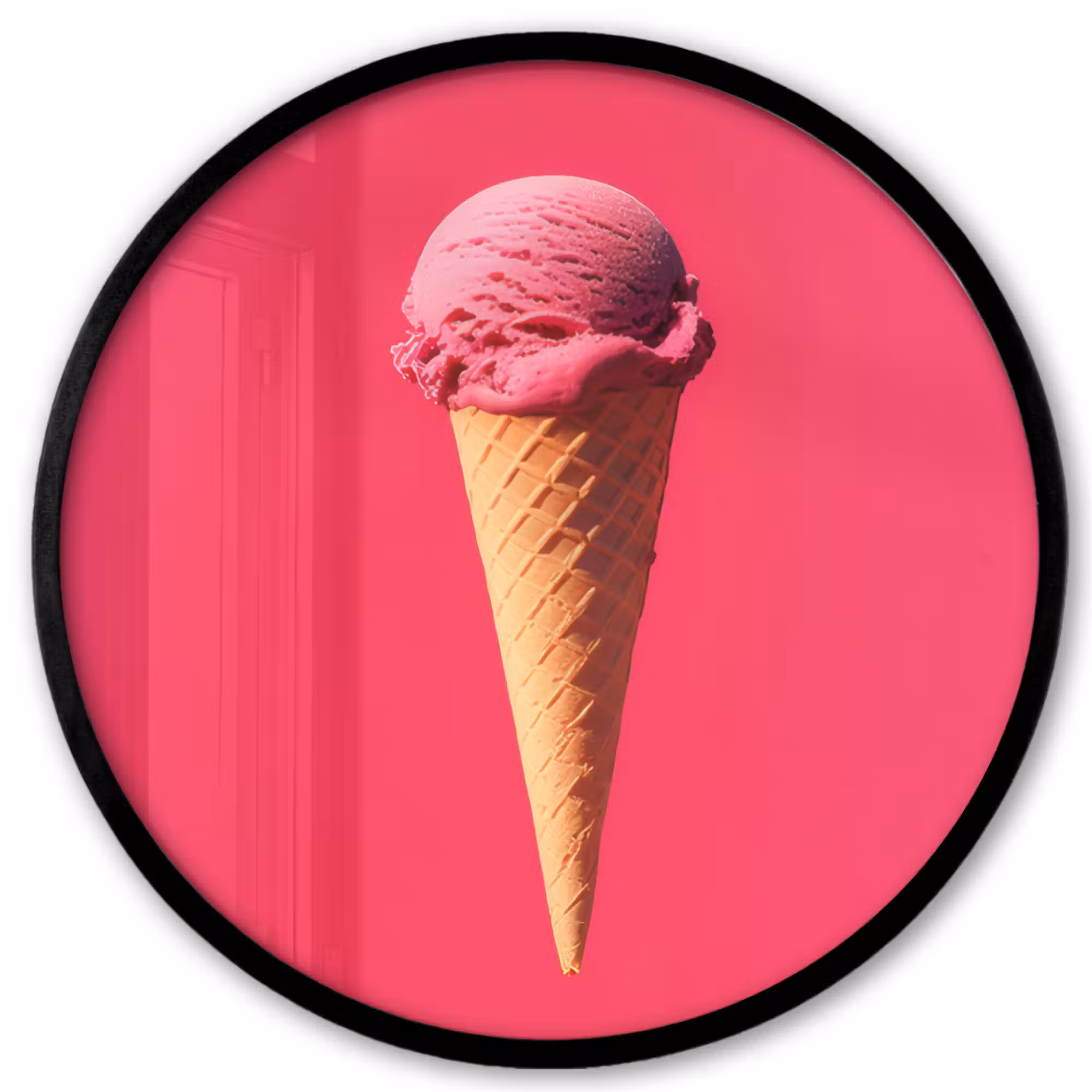 Poster im rahmen rund - Schaufel Eiscreme - Rosa - Horn