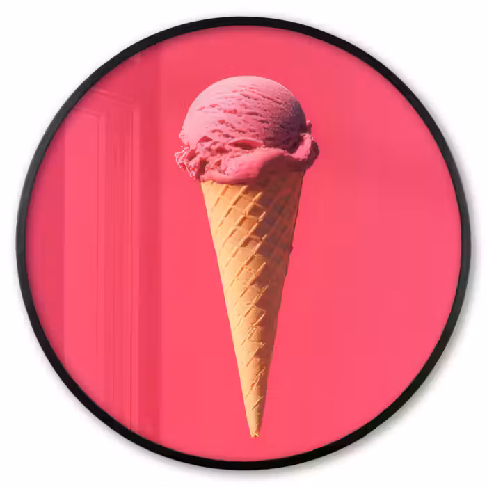 Poster im rahmen rund - Schaufel Eiscreme - Rosa - Horn
