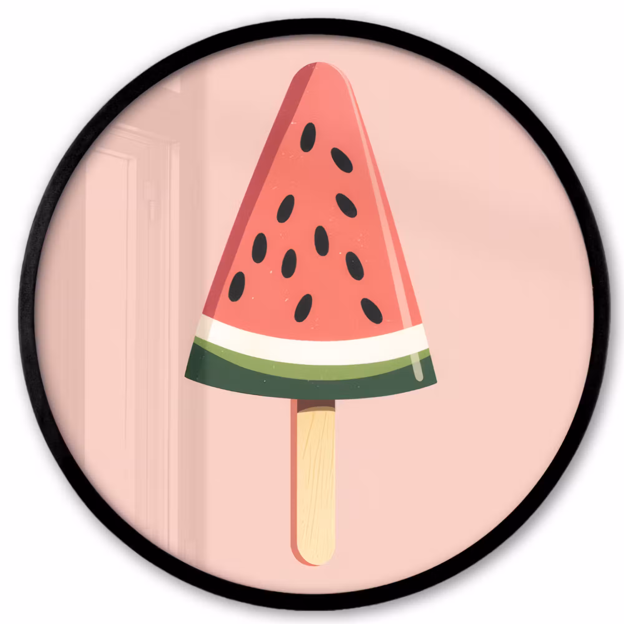 Poster im Rahmen Rund - Wassermelone - Eiscreme - Kerne - Rot