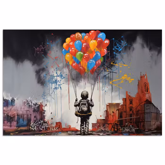 Poster - Junge - Luftballons - Bauwerke - Kunst