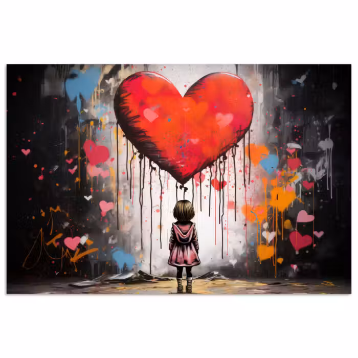 Poster - Mädchen - Herz - Graffiti - Kunst - Rot