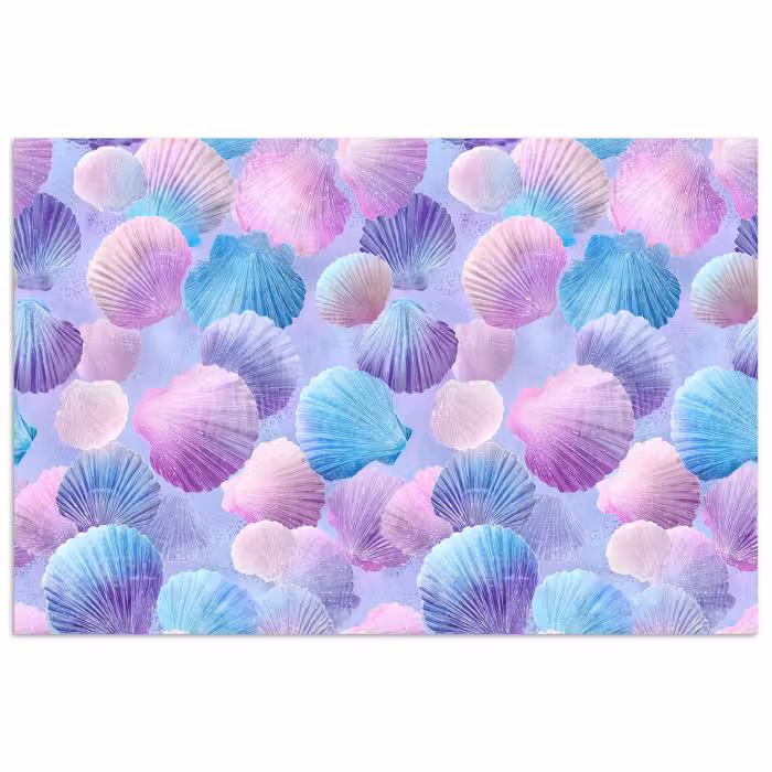Poster - Muscheln - Lila - Blau - Muster