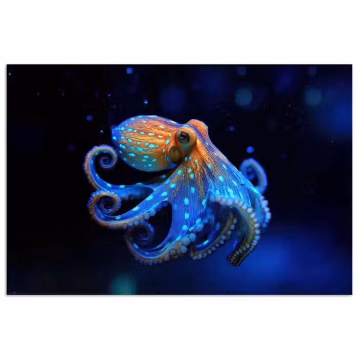 Poster - Oktopus - Punkte - Blau - Meer