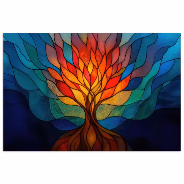Poster - Ornamentales Glas - Baum - Rot - Wohnungen