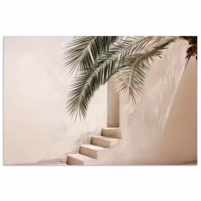 Poster - Palme - Schatten - Treppe - Beige