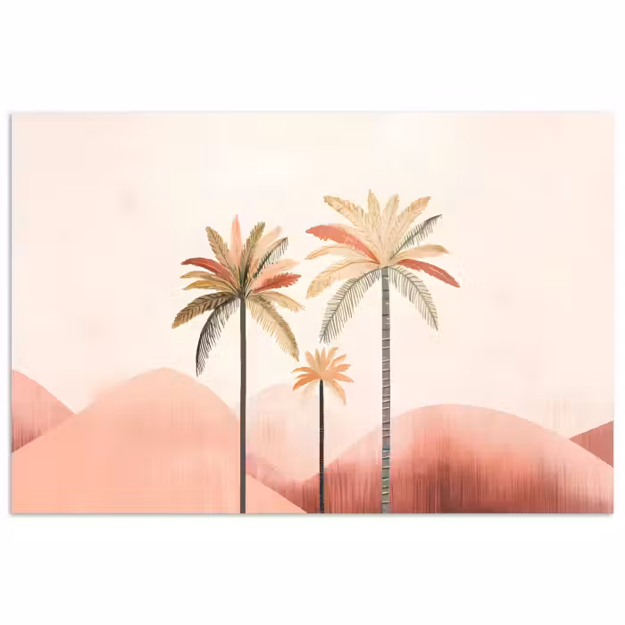 Poster - Palmen - Hügel - Minimalistisch - Zartrosa