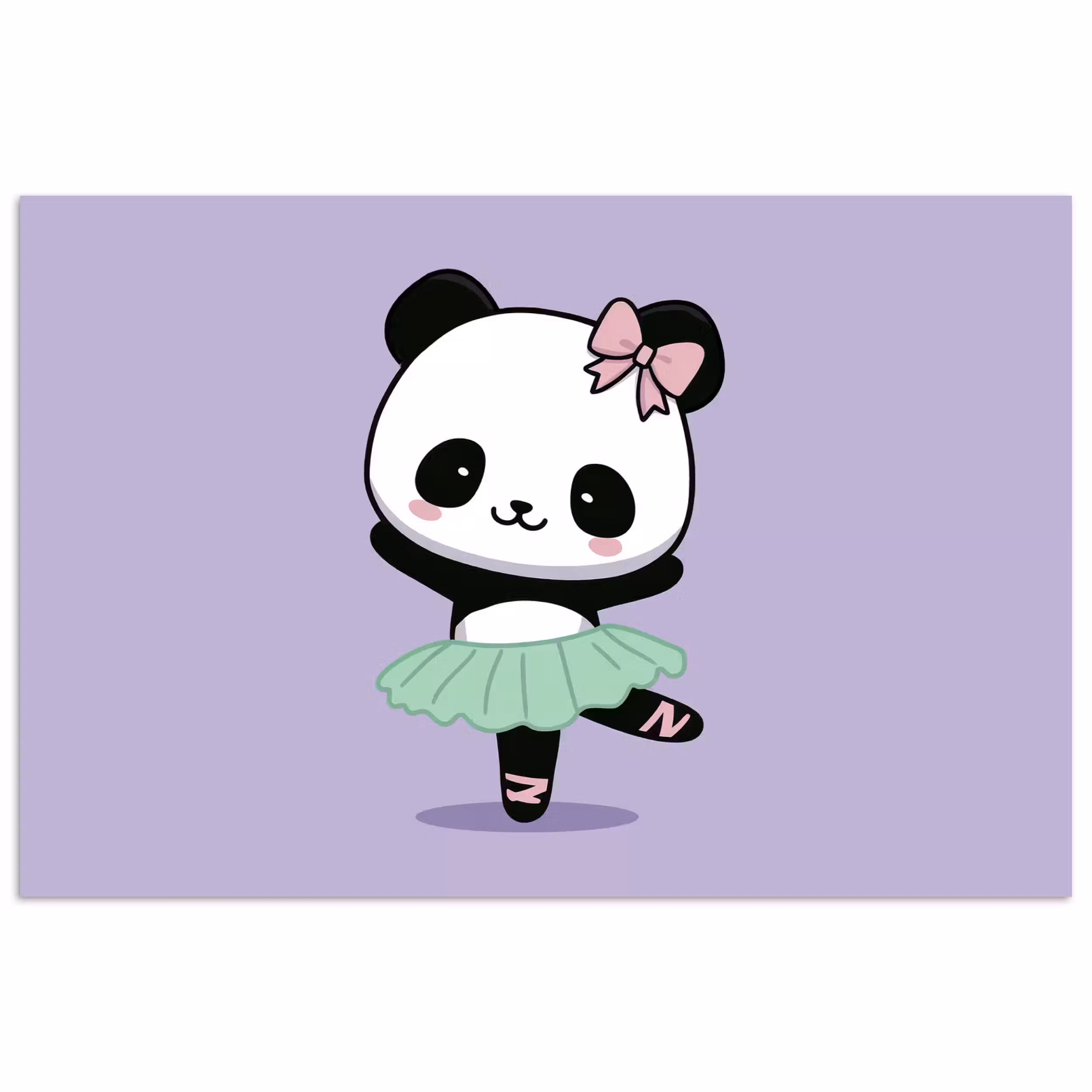 Poster - Panda - Lila - Verschnörkelt - Kawaii