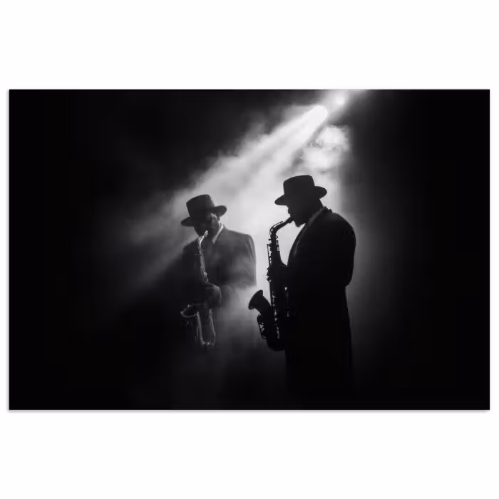 Poster - Saxophonisten - Hüte - Rauch - Licht