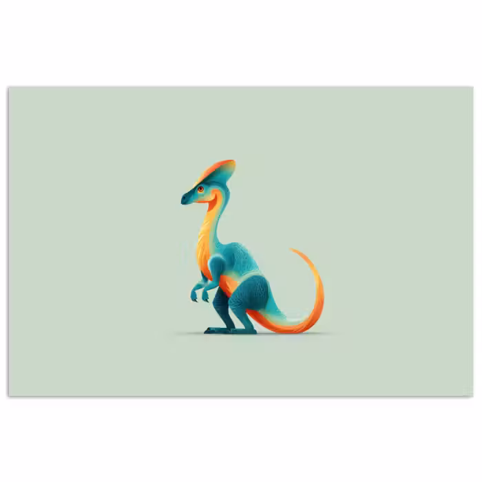Poster - Schwanz - Dino - Minimalistisch - Blau